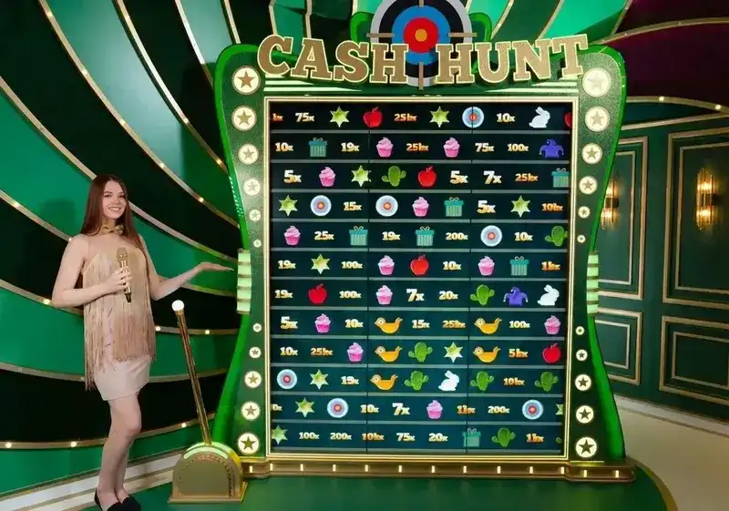 Cash Hunt Crazy Time — grid of 108 targets with crosshair to shoot