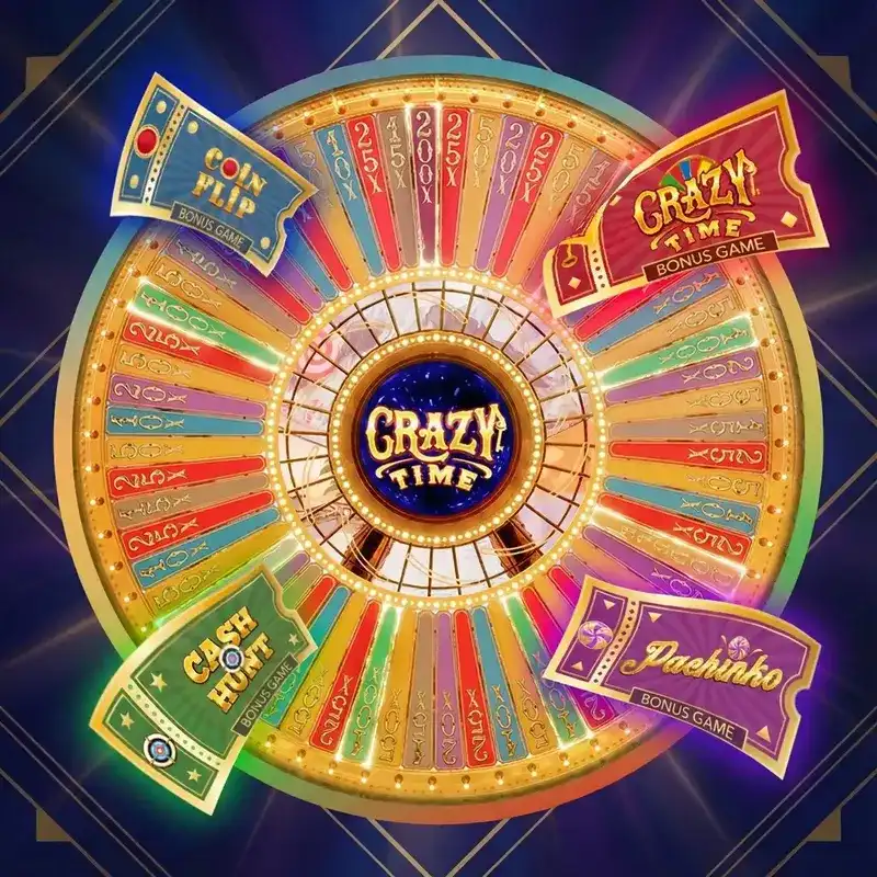 Crazy Time Bonus — red door and 64-segment wheel